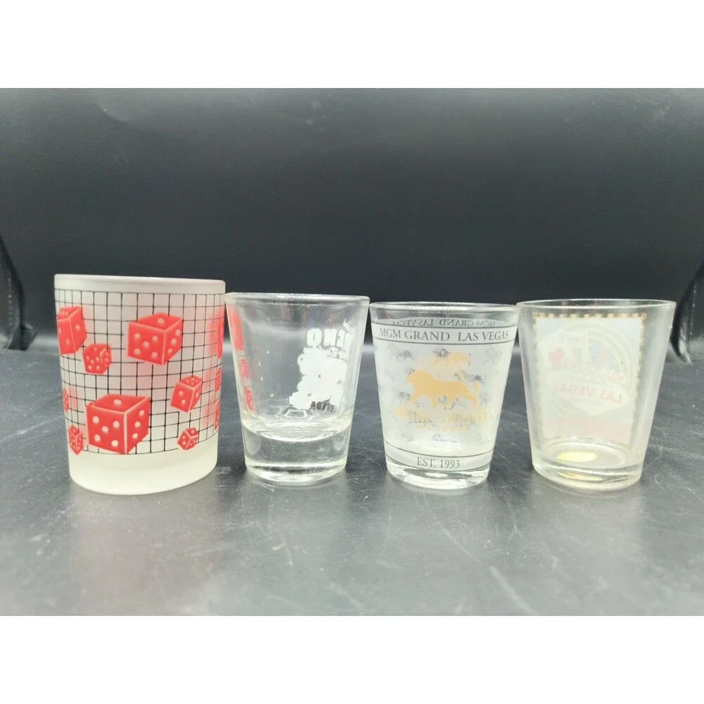 Lot of 5 Las Vegas Nevada Souvenir Shot Glasses Reno MGM GRAND Sin City